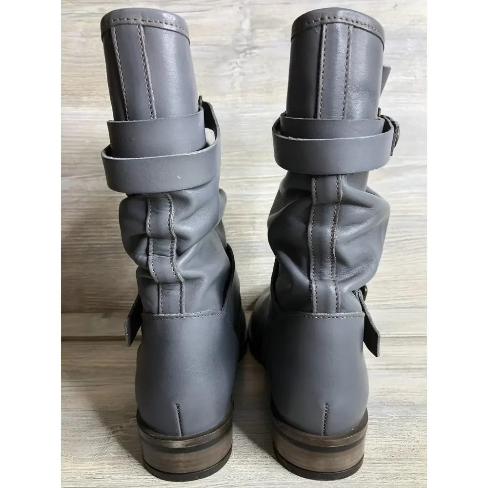 Eric Michael Laguna Grey Women's Mid Calf Pull On Boots Size 40 / 9